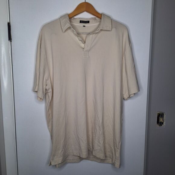 Asher Golf Standard Fit Golf Polo Mens XXL Cream Stretch Preppy Casual - Picture 1 of 4